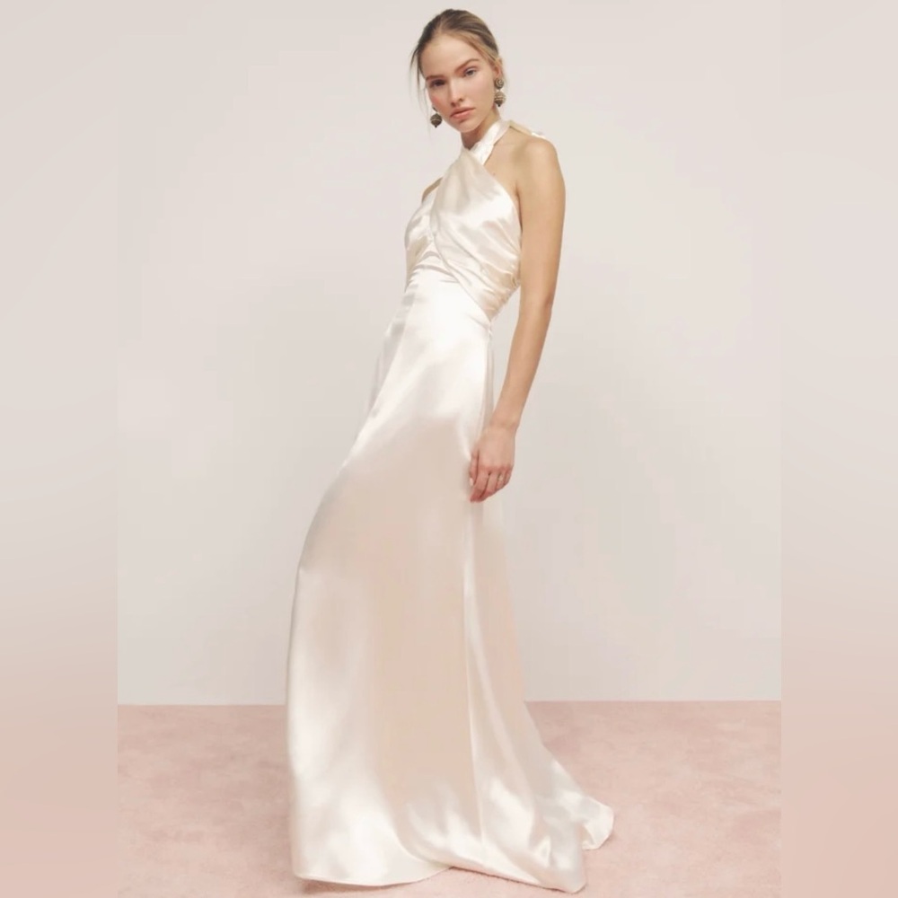 Reformation Ivory Veria Silk Dress - Size 8